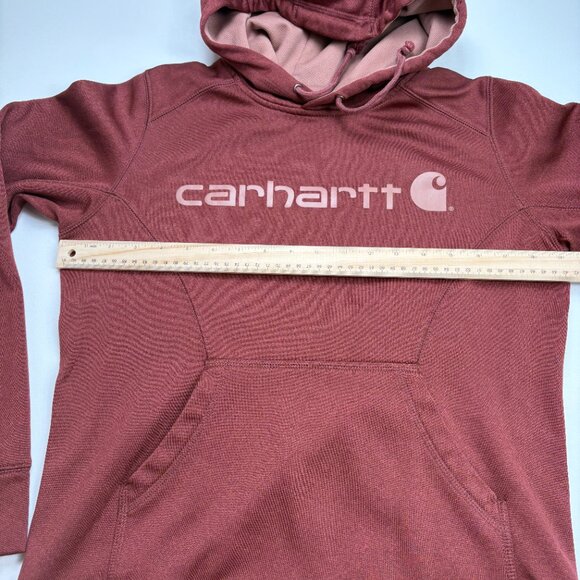 Carhartt Force Relaxed Fit Maroon Logo Hoodie Sweatshirt - Picture 9 of 9